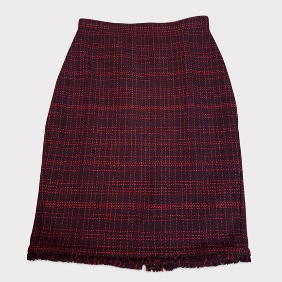 Ann Taylor Burgundy and red tweed pattern Tweed Pencil Skirt - Size 0 - Picture 1 of 8